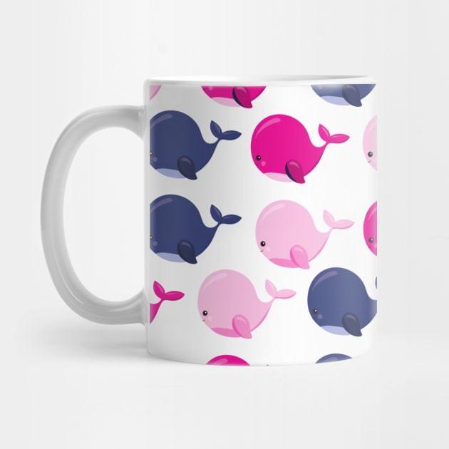 Cute Whales, Pattern Of Whales, Sea Animals by Jelena Dunčević